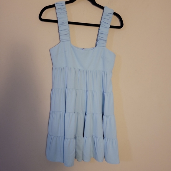 Amanda Uprichard Nicolia Tiered Mini Dress In Ice Blue Sz S - Picture 2 of 9